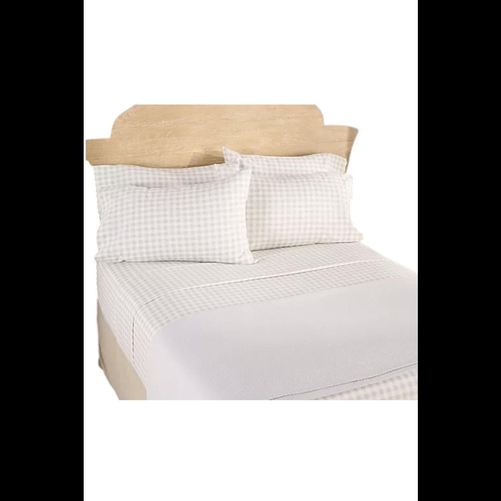 Home Reflections Flannel Sheet Set w/ Extra Cases Gray Check